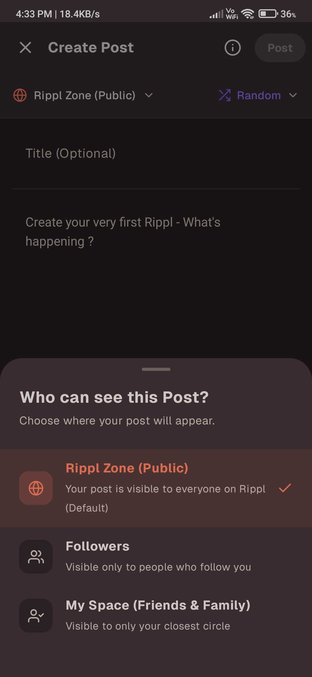Feed Selection Screen - Mobile View